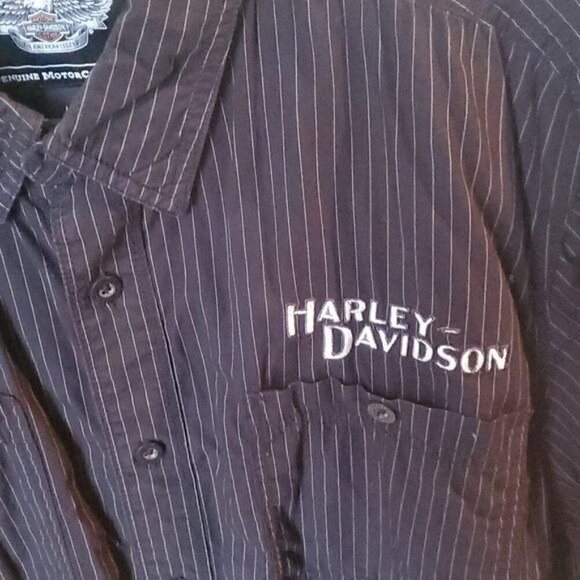 Harley-Davidson Embroidered Graphic Casual Button Down Short Sleeve Sz L Shirt - Picture 3 of 14